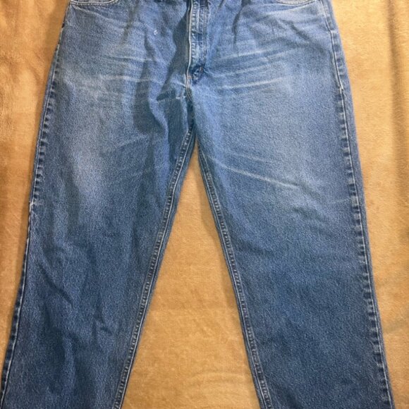 Vtg Carhartt Men 46 x 32 Denim Relaxed Fit Work 5 Pocket Jeans‎ Pants (S) - Picture 1 of 12